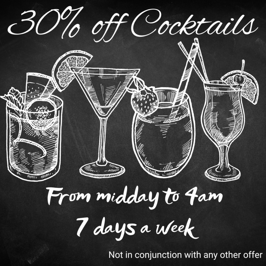 30% off cocktails