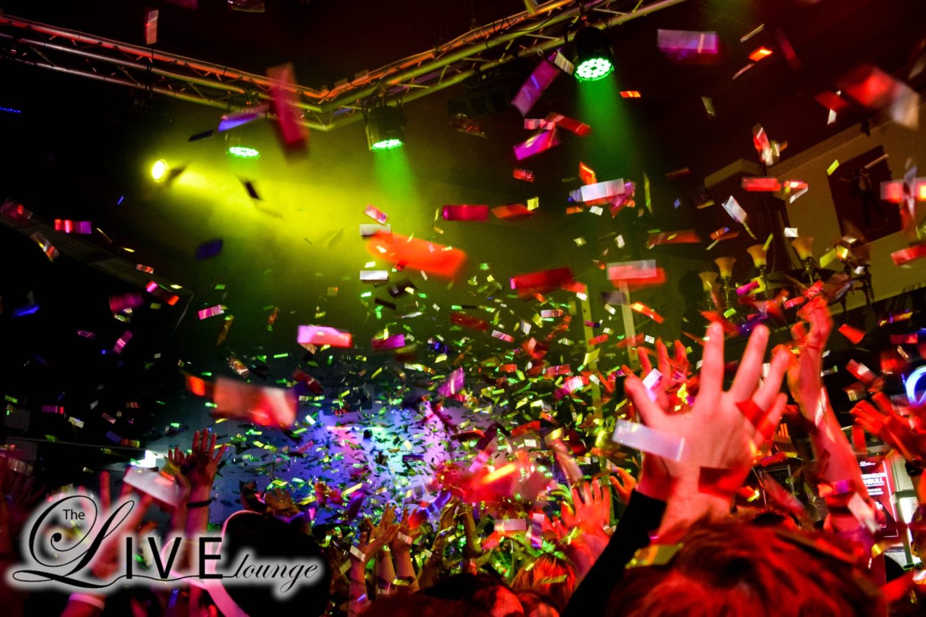 Confetti falls in the Live Lounge